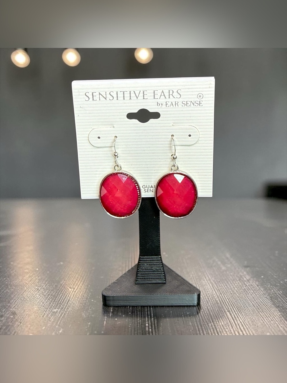 ♥️Sensitive Ears by Ear Sense♥️Red Faceted Drop Earrings/NIP